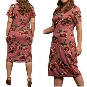 Emery Rose Dress Floral Print Short Sleeves Below the Knee NEW Easter Summer